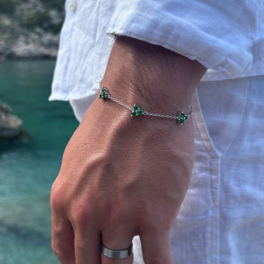 Pulsera Trébol Verde | Plata