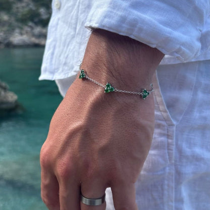 Pulsera Trébol Verde | Plata