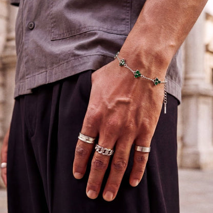 Pulsera Trébol Verde | Plata