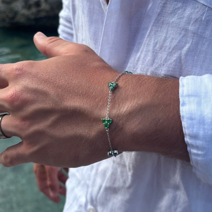 Pulsera Trébol Verde | Plata
