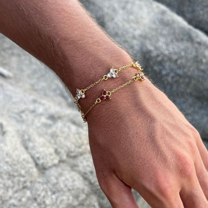 Pulsera Trébol Rojo | Oro de 18 quilates
