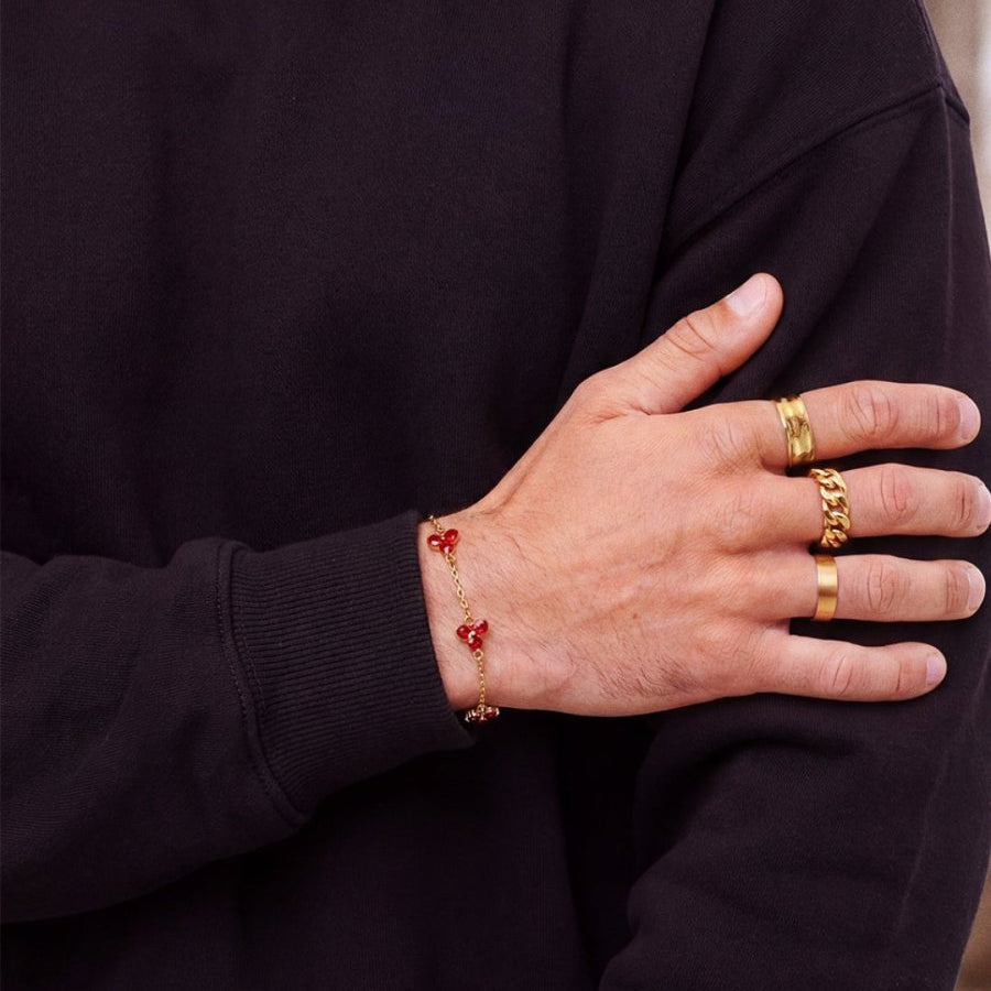 Pulsera Trébol Rojo | Oro de 18 quilates