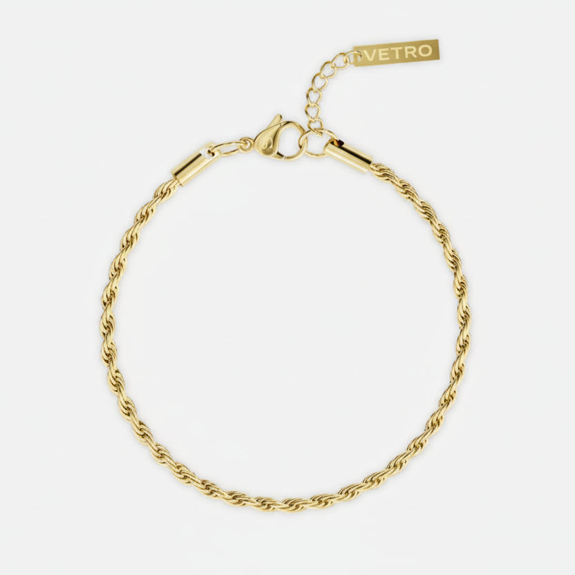 Pulsera de cuerda de 3 mm | Oro de 18 quilates