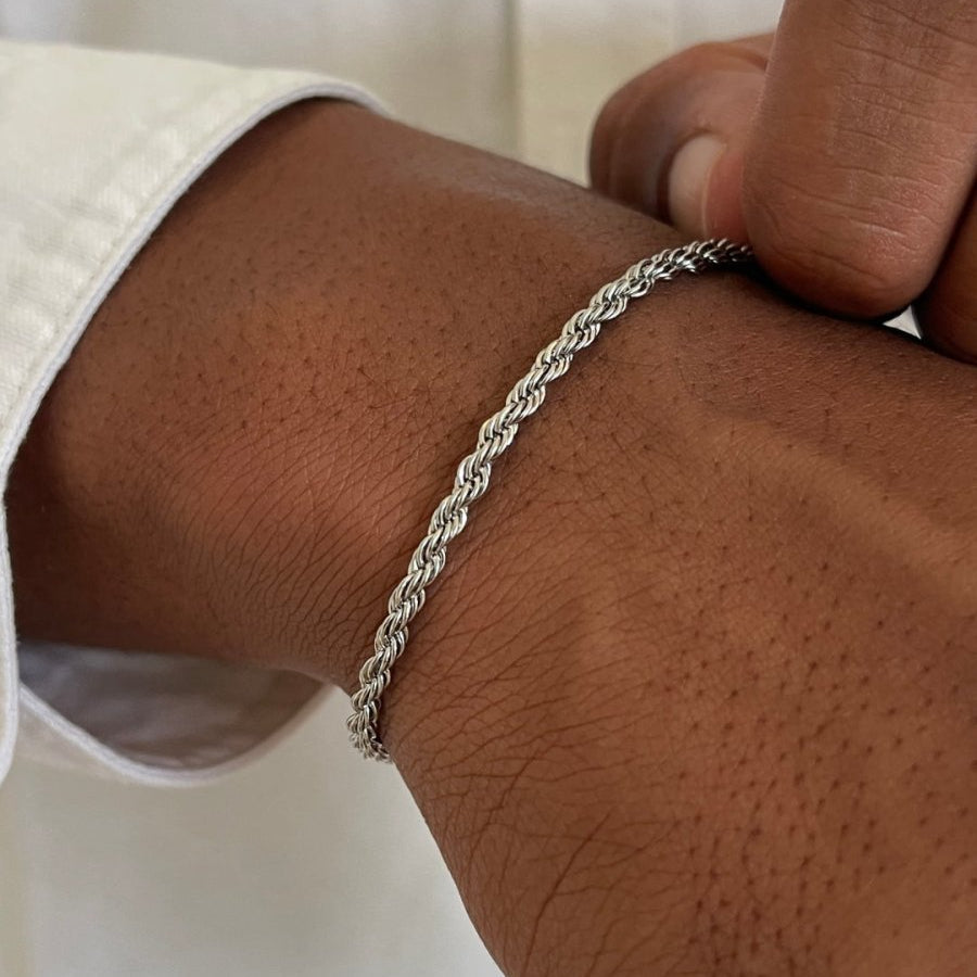 Pulsera de cordón de 3 mm | Plata