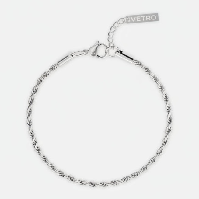 Pulsera de cordón de 3 mm | Plata