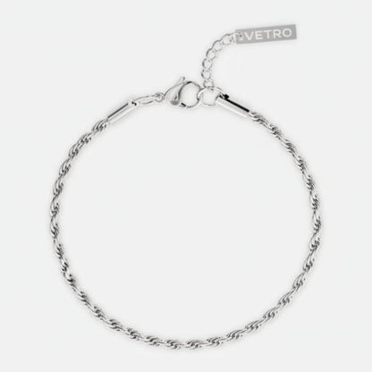 Pulsera de cordón de 3 mm | Plata