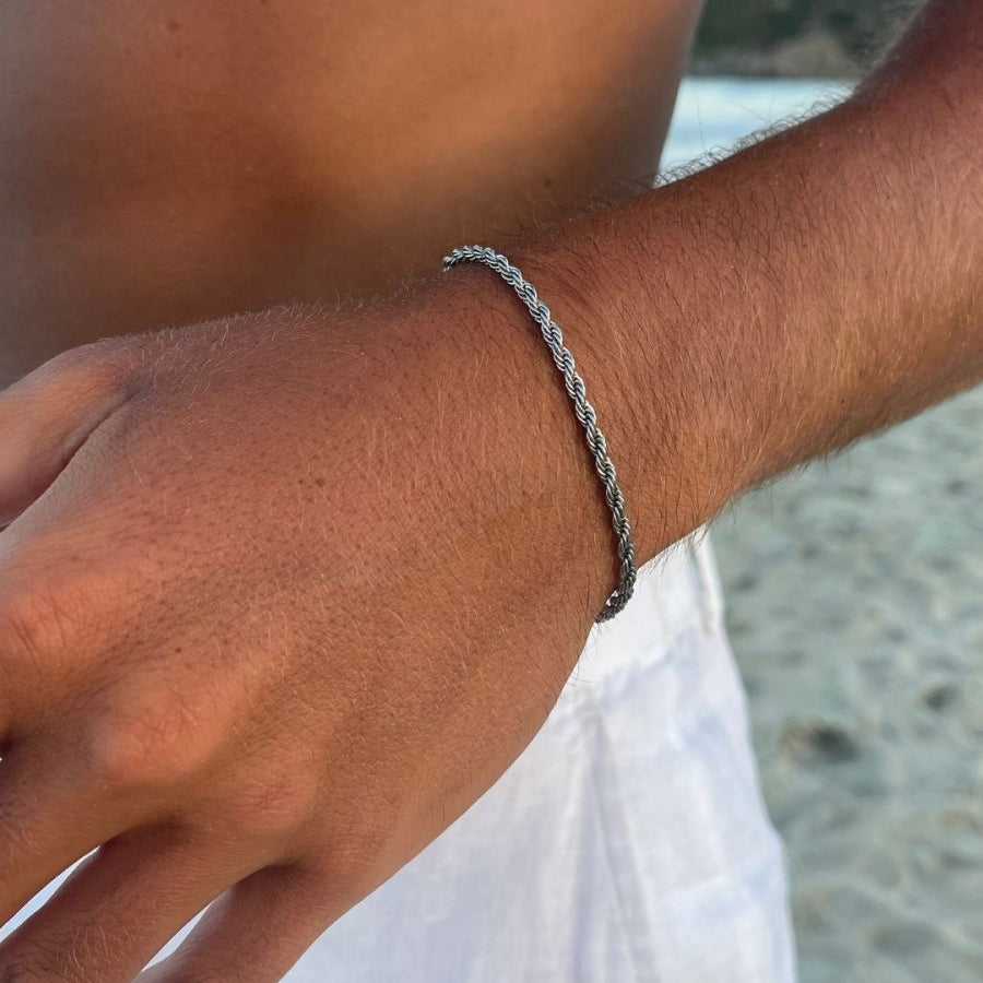 Pulsera de cordón de 3 mm | Plata