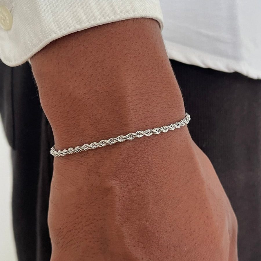 Pulsera de cordón de 3 mm | Plata