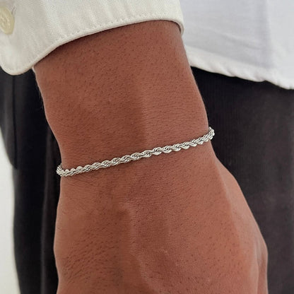 Pulsera de cordón de 3 mm | Plata